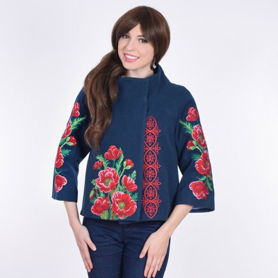 2 colors Ukrainian embroidered cashmere warm coat for women blouse vyshyvanka 
