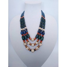 Necklace Patsyorka of glass beads colourful 3 threads