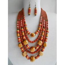 Necklace Korali of ceramic beads colourful mix 5 threads