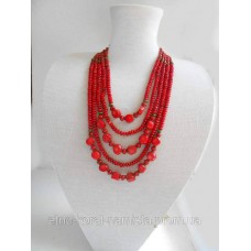 Necklace Namysto of real different size corals 5 threads