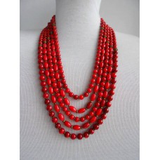 Necklace Namysto of real different size corals 5 threads 2