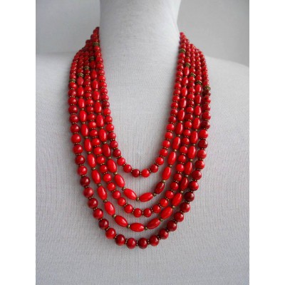 Necklace Namysto of real different size corals 5 threads 2