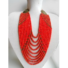 Necklace Namysto of real round corals 9 threads 