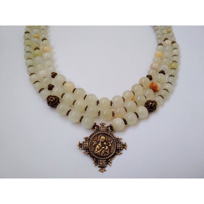 Necklace Gutsul Zgarda of real onyx gemstone with brass cross