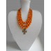 Necklace Gutsul Zgarda of orange onyx natural gemstone with cross