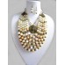 Necklace of white onyx natural gemstone with medallion set 5+1 threads