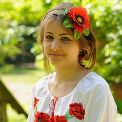 Ukrainian Headdress "Poppy on hairband"