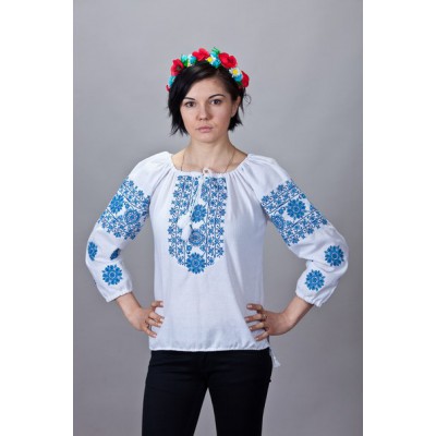 Embroidered  blouse "Luxury Blue"