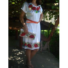 Beads Embroidered Dress with Clutch "Summer Lady"