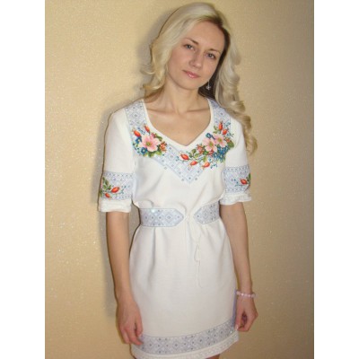 Beads Embroidered Dress "Blossom of the Spring"