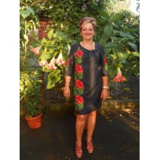 Beads Embroidered Dress "Classic Poppies"