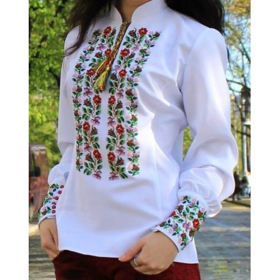 Beads Embroidered Blouse "Flower Symmetry"
