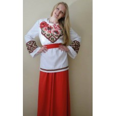 Beads Embroidered Blouse with Skirt and  Belt "Gentle Dream"
