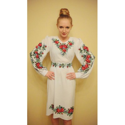Beads Embroidered Dress "Bouquet of Roses"