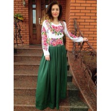 Beads Embroidered Blouse with Skirt "Rose Paradise 2"