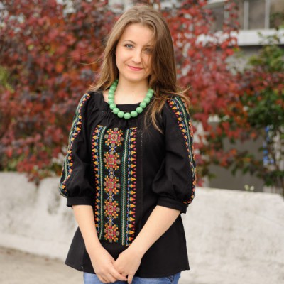 Embroidered blouse "Ancient  Night Cross-stitched"