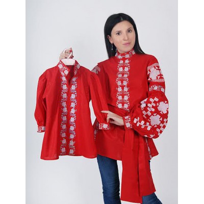 Boho Style Ukrainian Embroidered Folk Set of blouses "Mother + Daughter"