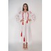 Boho Style Ukrainian Embroidered Maxi Broad Dress White with Red Embroidery