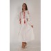 Boho Style Ukrainian Embroidered Maxi Broad Dress White with Red Embroidery