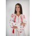 Boho Style Ukrainian Embroidered Maxi Broad Dress White with Red Embroidery