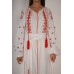 Boho Style Ukrainian Embroidered Maxi Broad Dress White with Red Embroidery