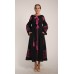 Boho Style Ukrainian Embroidered Maxi Broad Dress  Black with Violet Embroidery