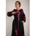 Boho Style Ukrainian Embroidered Maxi Broad Dress  Black with Violet Embroidery