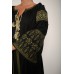 Boho Style Ukrainian Embroidered Maxi Broad Dress  Black with Golden Embroidery