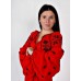 Boho Style Ukrainian Embroidered Midi Dress Red with Black Embroidery