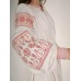 Boho Style Ukrainian Embroidered Midi Broad Dress White with Red Embroidery