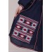 Boho Style Ukrainian Embroidered Maxi Broad Dress Dark Blue with White/Red Embroidery