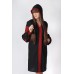 Boho Style Ukrainian Embroidered Classic Dress with Hood Black with Red Embroidery