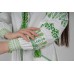 Boho Style Ukrainian Embroidered Maxi Broad Dress White with Green Embroidery