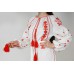 Boho Style Ukrainian Embroidered Maxi Broad Dress White with Red Embroidery