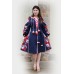 Boho Style Ukrainian Embroidered Midi Broad Dress Blue with Red/White Embroidery