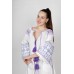 Boho Style Ukrainian Embroidered Maxi Broad Dress White with Purple/Blue Embroidery