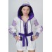 Boho Style Ukrainian Embroidered Jumpsuit with Hood White with Violet Embroidery