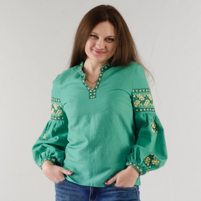 Boho Style Ukrainian Embroidered Folk  Blouse "Sun" 1