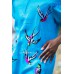 Boho Style Embroidered Assimetric Tunic "Summer Birds" Turquoise