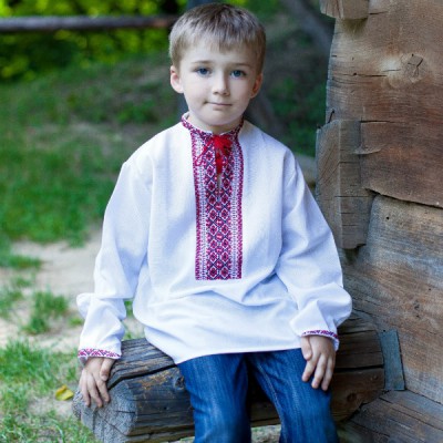 Embroidered shirt for little boy "Mykhas" with long sleeves