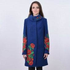 Embroidered coat "Poppy Bouquet" blue