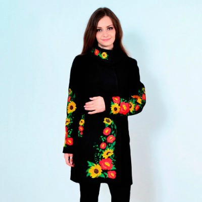 Embroidered coat "Sunrise" black