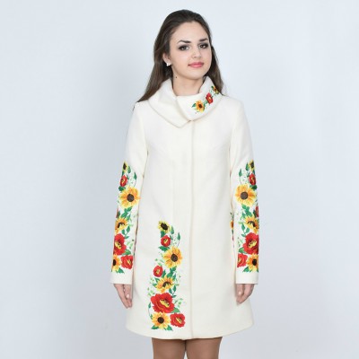 Embroidered coat "Sunrise" white