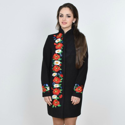 Embroidered coat "Winter Dreams" black