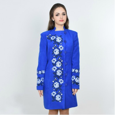 Embroidered coat "Roses Lace" blue