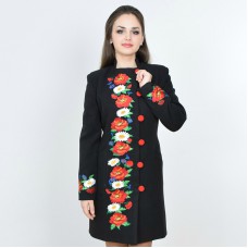 Embroidered coat "Flower Fantasy" black