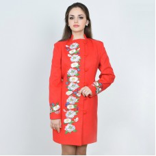 Embroidered coat "Flower Fantasy" red