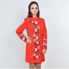 Embroidered coat "Roses Lace" red