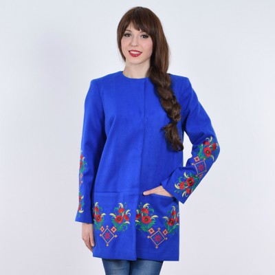 Embroidered coat "Modern" blue