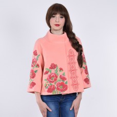 Embroidered coat "Luxurious Poppies" peach